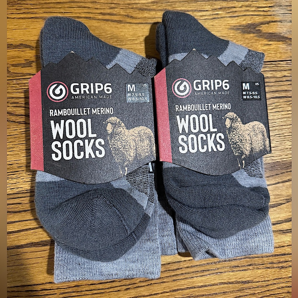 TWO pairs of GRIP6 Grey Mens Socks - Size Medium